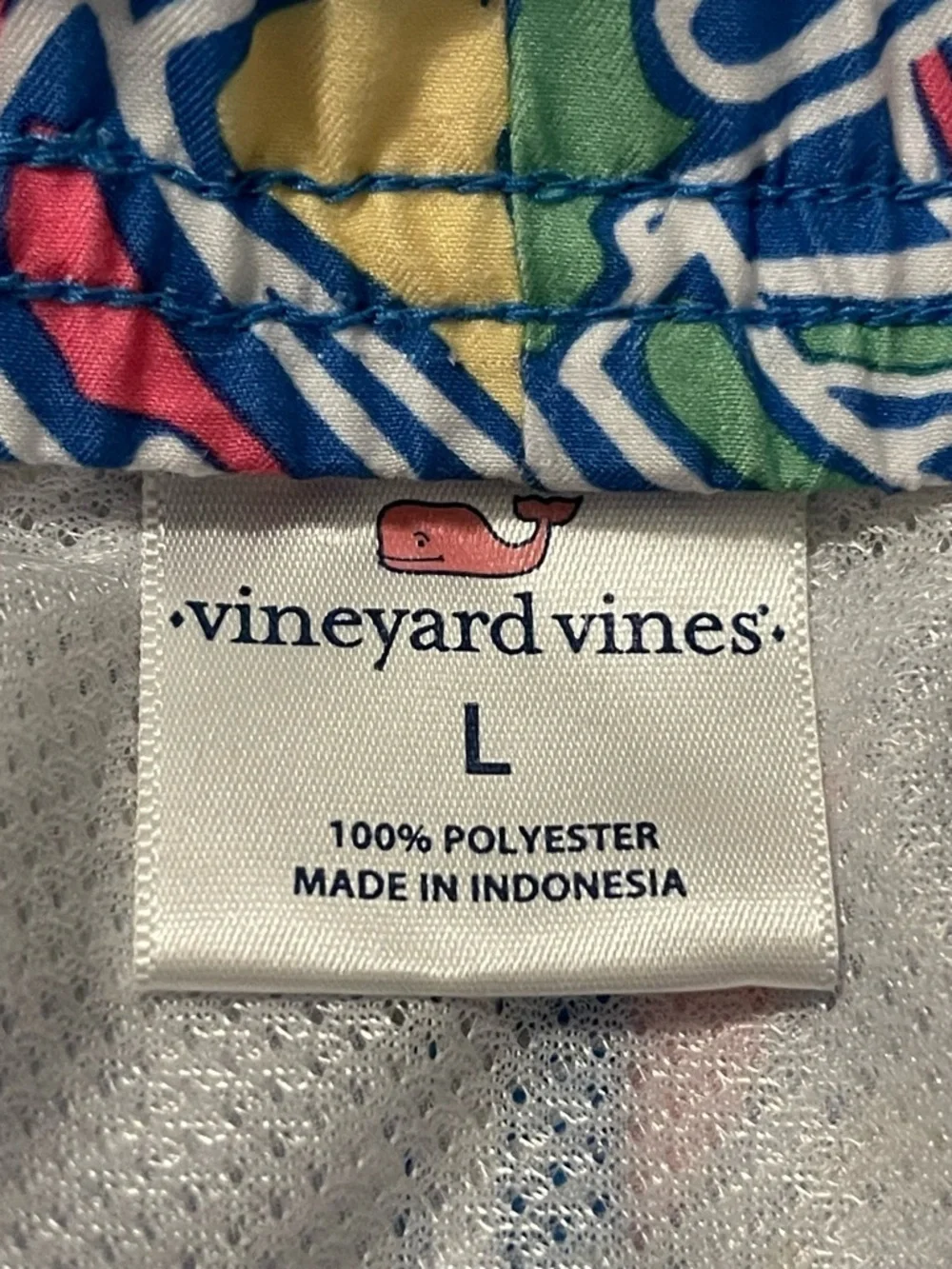 Vineyard Vines Mens Chappy Swim Trunks Tropical Leaves Shorts Blue Pink Sz Large